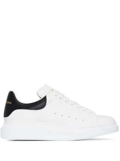Alexander Mcqueen 'oversize' Calfskin Leather Sneakers With Contrast Heel In Black