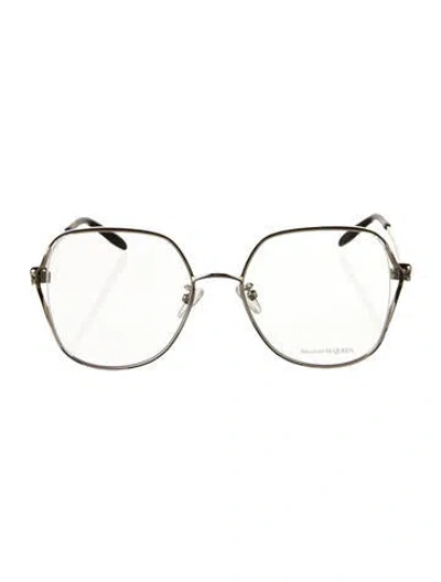 Pre-owned Alexander Mcqueen Oversize Eyeglasses In Silver