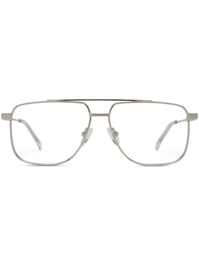 Alexander Mcqueen Oversize-frame Glasses In Silver-silver-transparent