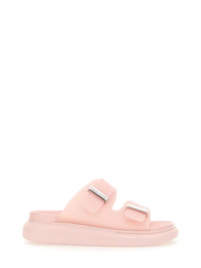 Alexander Mcqueen Buckled Rubber Sandals In Baby Pink