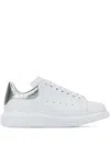 Alexander Mcqueen White Oversize Sneakers With Snake Print On The Heel In Leather Woman