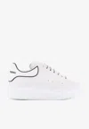 Alexander Mcqueen Chunky Leather Sneakers Featuring Perforated Profiles In White