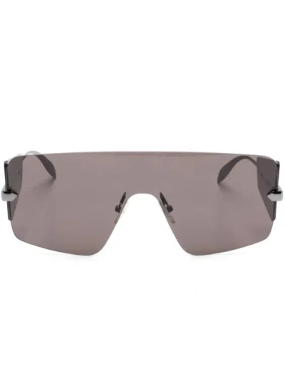 Alexander Mcqueen Oversize Shield-frame Sunglasses In Grey