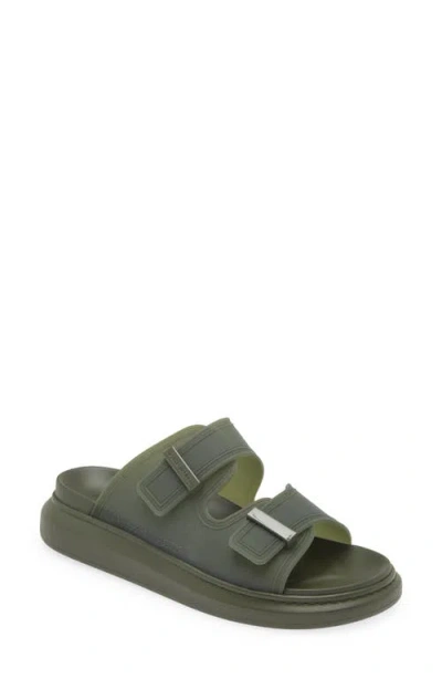 Alexander Mcqueen Oversize Slide Sandal In Khaki/khaki