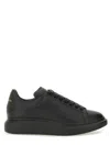 Alexander Mcqueen Men Black Oversize Sneakers With Logo Lettering On The Heel In Leather Man In Black