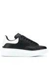 Alexander Mcqueen Leather Exaggerated-sole Sneakers In Black