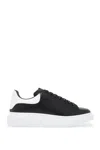 Alexander Mcqueen Black Leather Sneakers With Branded Heel Counter In Black