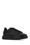 Alexander Mcqueen Men Black Sneakers With Logo Lettering On The Rear And Oversize Rubber Sole In Lea In Black