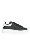 Alexander Mcqueen Black Low Top Sneakers With Logo Lettering On The Tongue In Leather Man In Black