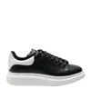 Alexander Mcqueen Oversized Leather Sneakers With Laces In Black