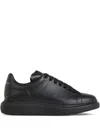Alexander Mcqueen Oversize Leather Low-top Sneakers In Black