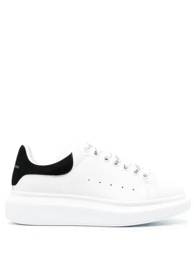 ALEXANDER MCQUEEN OVERSIZE SNEAKERS IN WHITE AND BEIGE CALF LEATHER