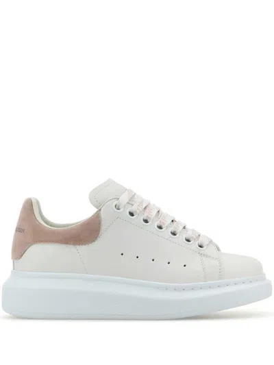 Alexander Mcqueen Oversize Sneakers In White And Beige Calf Leather In Bianco E Beige