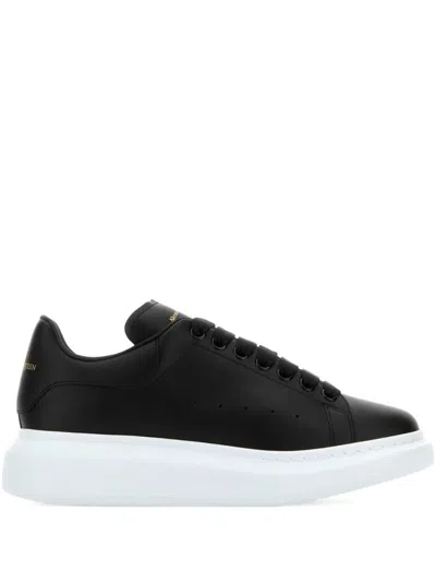 Alexander Mcqueen Oversize Sneakers In White And Beige Calf Leather In Black
