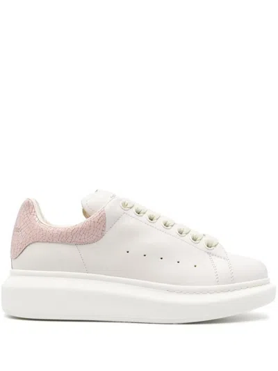 Alexander Mcqueen Oversize Sneakers In White And Pink Calf Leather