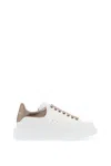 Alexander Mcqueen Women White Sneakers With Platform And Metallic Heel Tab In Leather Woman In White
