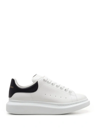 Alexander Mcqueen Exaggerated-sole Leather Sneakers In White - Blue