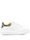Alexander Mcqueen White Oversize Sneakers With Snake Print On The Heel In Leather Woman In White