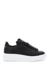Alexander Mcqueen Women's Leather Sneakers With Leather Heel In Black