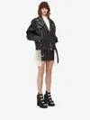 Alexander Mcqueen Oversized Antiqued Leather Biker Jacket In Dark Brown