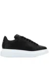 Alexander Mcqueen Oversized Black Leather Sneakers With Contrasting Platform In Black