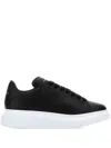 Alexander Mcqueen Oversized Black Leather Sneakers With Contrasting Platform  In Black