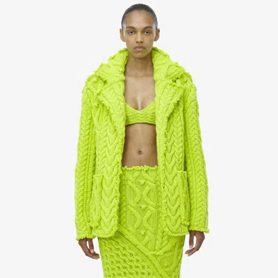 Alexander Mcqueen Oversized Cable Knit Cardigan In Med Yellow