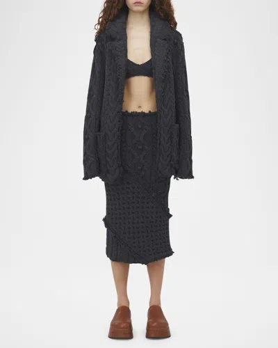 Alexander Mcqueen Oversized Cable Knit Cardigan In Grey Melange
