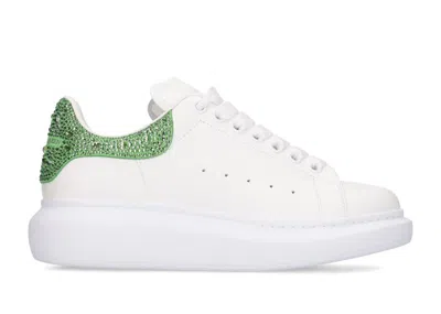 Pre-owned Alexander Mcqueen Oversized Contrast Glitter Heel (women's) Sneakers In White/green In Multi