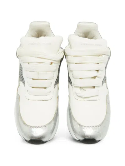 Pre-owned Alexander Mcqueen Oversized Croc-embossed Sneakers In White