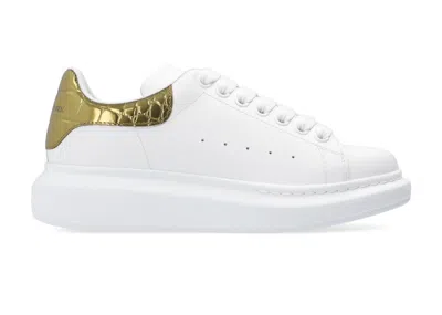 Pre-owned Alexander Mcqueen Oversized Crocodile (women's) Sneakers In White/gold In Multi