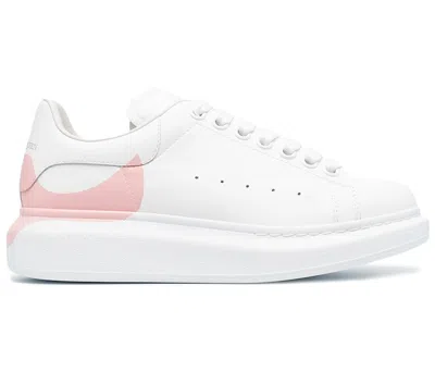 Pre-owned Alexander Mcqueen Oversized Drop Heel Counter Print (women's) Sneakers In White/rose