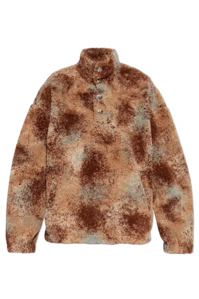 Alexander Mcqueen Shearling High-neck Sweater In Brown