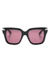 Alexander Mcqueen Thick Temples Square Frame Sunglasses In Black