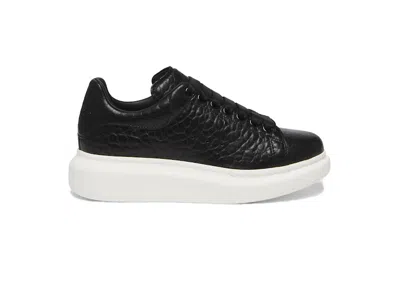 Pre-owned Alexander Mcqueen Oversized Fullgrain Leather (women's) Sneakers In Black/white