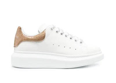 Pre-owned Alexander Mcqueen Oversized Glitter (women's) Sneakers In White/rose Gold