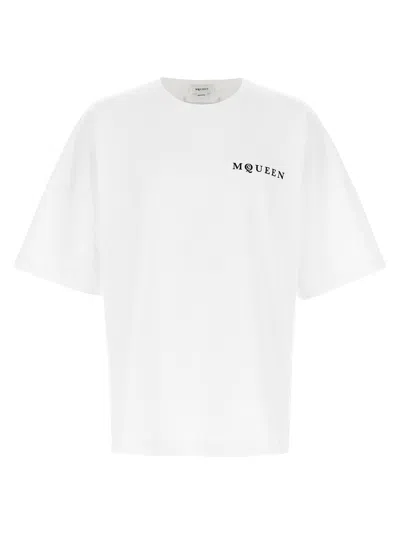 Alexander Mcqueen Oversized Heavy Cotton T-shirt With Mcqueen Logo Prints In White