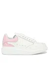 Alexander Mcqueen White And Pink Low Top Sneakers With Logo Detail In Leather Woman
