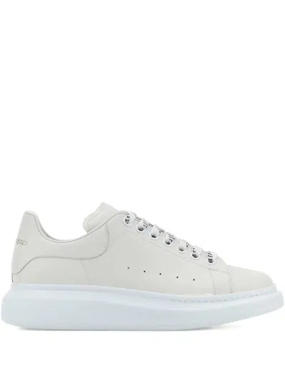 Alexander Mcqueen Chalk Leather Sneakers With Chalk Leather Heel In White