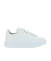 Alexander Mcqueen Men White Low Top Sneakers With Logo Lettering On Tongue And Heel In Leather Man In White