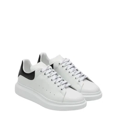 Alexander Mcqueen Larry Oversized Leather Sneaker White Black In Animal Print