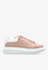 Alexander Mcqueen Pink Leather Sneakers With Light White Leather Heel
