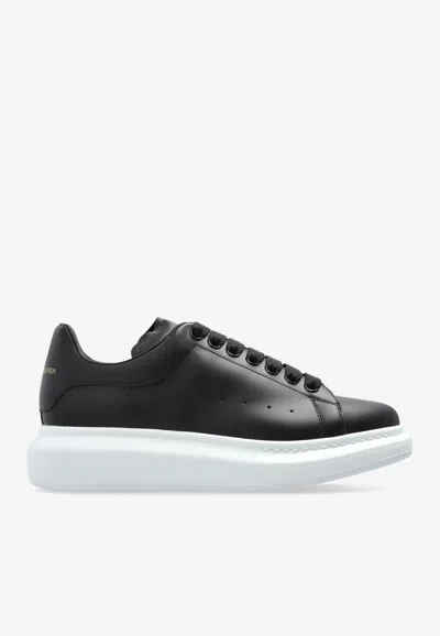 Alexander Mcqueen Oversized Leather Low-top Sneakers In Black