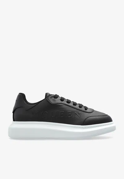 Alexander Mcqueen Oversized Leather Low-top Sneakers In Black