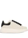 Alexander Mcqueen Ivory Leather Sneakers With Black Leather Heel In White