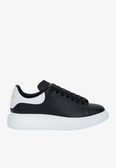 Alexander Mcqueen Oversized Leather Low-top Sneakers In Black