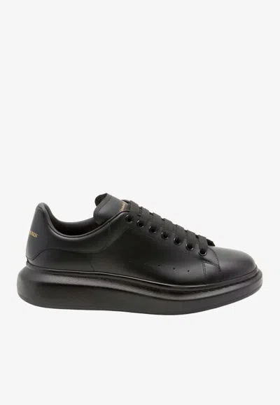 Alexander Mcqueen Oversized Leather Low-top Sneakers In Black