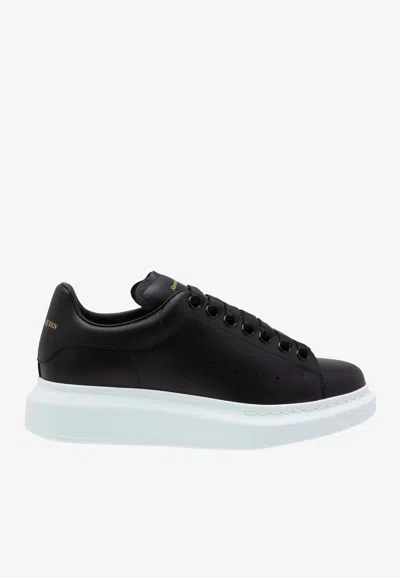 Alexander Mcqueen Oversized Leather Low-top Sneakers In Black