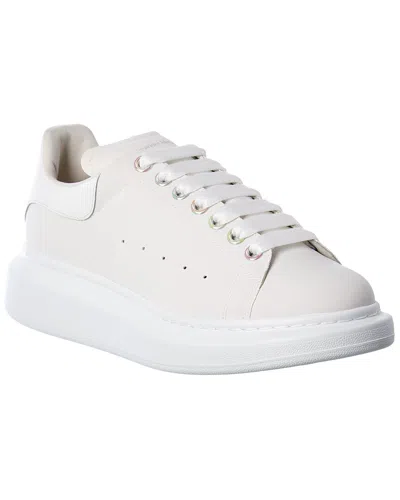 Alexander Mcqueen White Low Top Sneakers With Logo Lettering On Tongue And Heel In Leather Woman