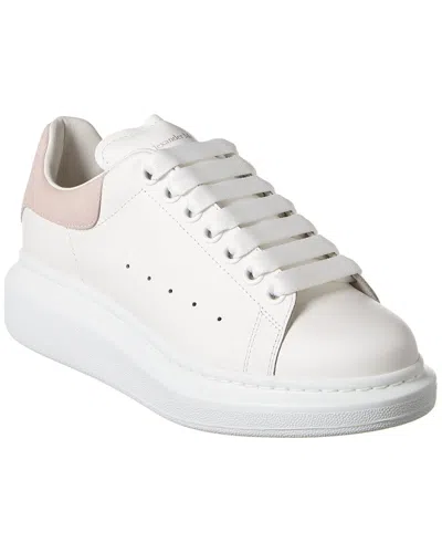 Alexander Mcqueen Women White Low Top Sneakers With Logo Lettering On Tongue And Heel In Leather Wom
